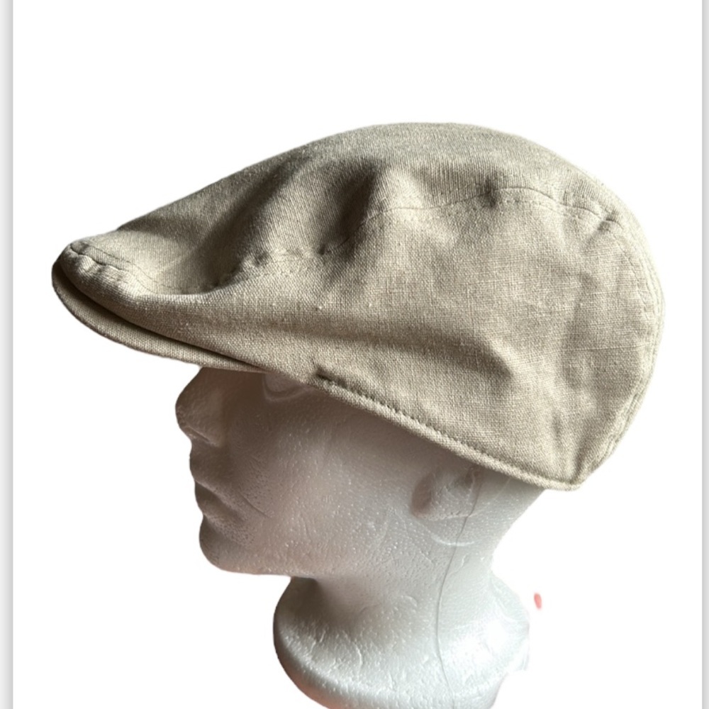 G.H. Bass & Co. Men's Linen/Cotton Beige Driving Cap Hat Golf Casual Men